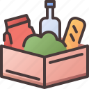 grocery, basket, supply, stock, foods, food, bottle, vegetable, bread