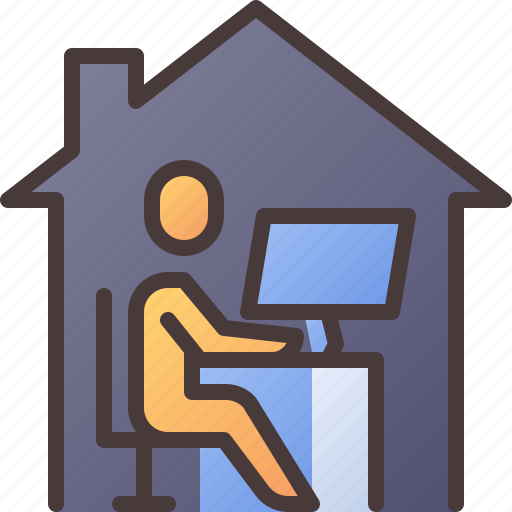 Teleworking, work, from, home, wfh, remote, working icon - Download on Iconfinder