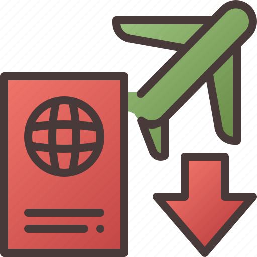 Travel, international, decrease, down, arrow, loss, passport icon - Download on Iconfinder