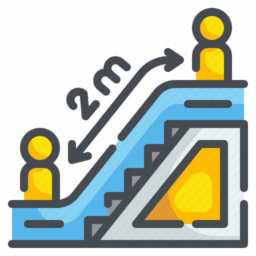 Cautious, distancing, escalator, healthcare, safety, space, stairs icon - Download on Iconfinder