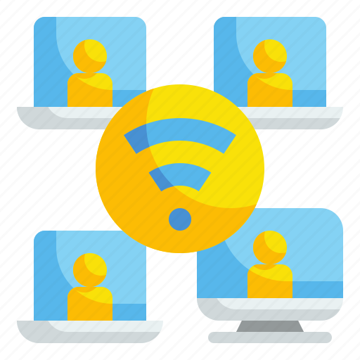 Communications, conference, group, laptop, meeting, network, online icon - Download on Iconfinder