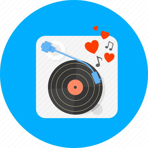 Turntable, audio, boom box, hearts, music, sound, vinyl icon - Download on Iconfinder