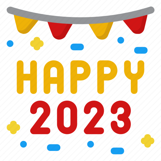 Happy 2023, new year party, year, new year event, happy icon - Download on Iconfinder