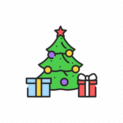 Christmas, decorated, tree, gifts icon - Download on Iconfinder