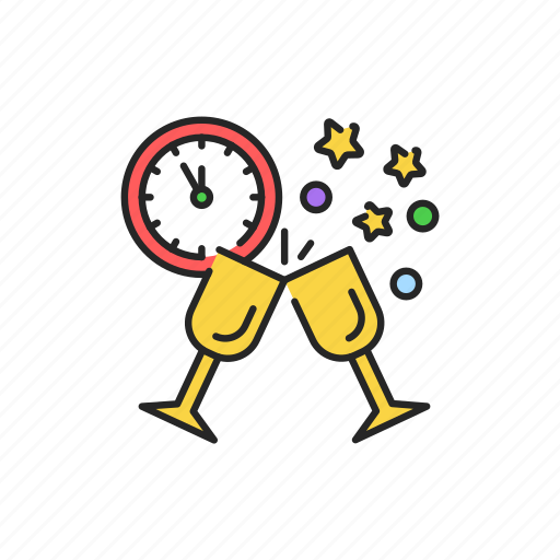New, year, celebration, clock, glass icon - Download on Iconfinder