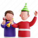 couple, 3d icon, 3d illustration, 3d render, relationships, celebration, love, new year 