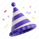 party, hat, party hat, 3d icon, 3d illustration, 3d render, accessory, celebration, new year 