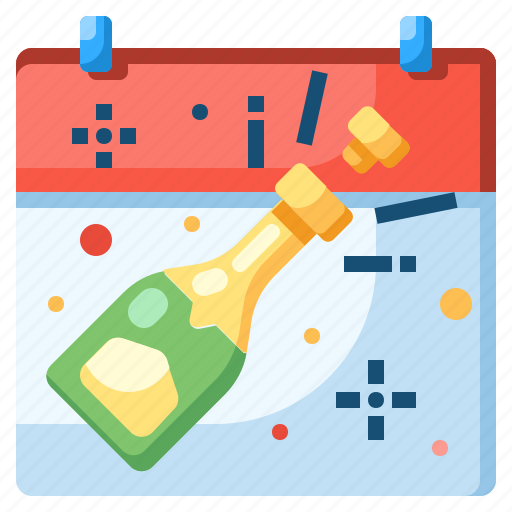 Calendar, celebration, champagne, bottle, new year icon - Download on Iconfinder