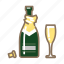 champagne, cork, glass, open 