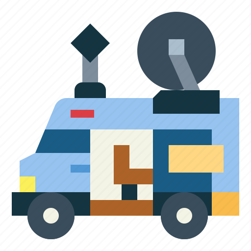 Broadcast, news, outside, tv, van icon - Download on Iconfinder