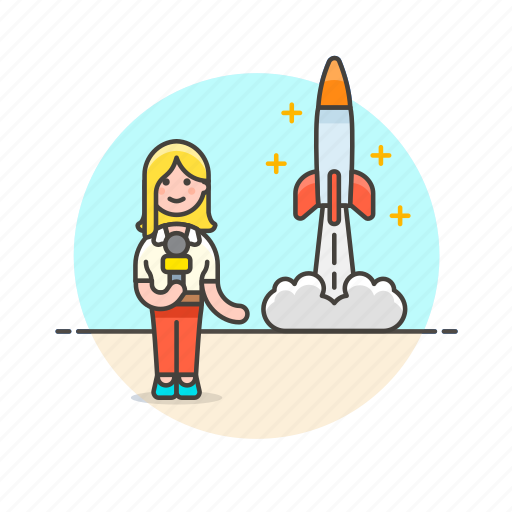 News, reporter, media, mission, network, rocket, woman icon - Download on Iconfinder