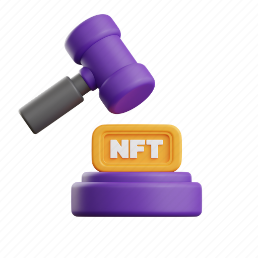 Nft, bid, cryptocurrency, mallet, blockchain, crypto, currency 3D illustration - Download on Iconfinder