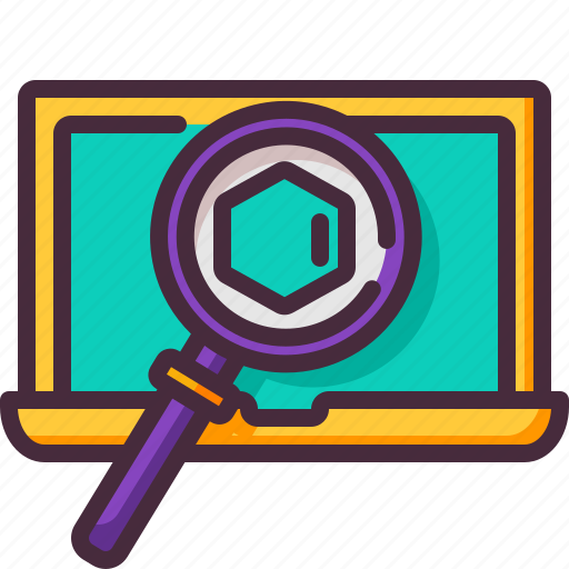 Search, crypto, blockchain, laptop, network, magnifying, glass icon - Download on Iconfinder