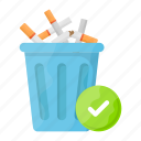 cigarette, dustbin, throwing, garbage can, dumpster, broken cigarettes