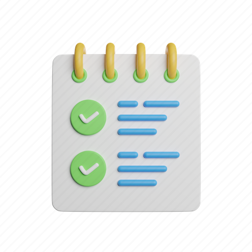 Checklist, note, front, list, document, paper, page 3D illustration - Download on Iconfinder