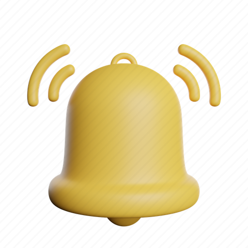 Bell, rings, front, ring, alert, notification 3D illustration - Download on Iconfinder
