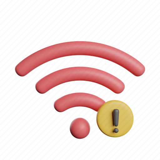 Wifi, alert, front, internet, signal, warning, notification 3D illustration - Download on Iconfinder