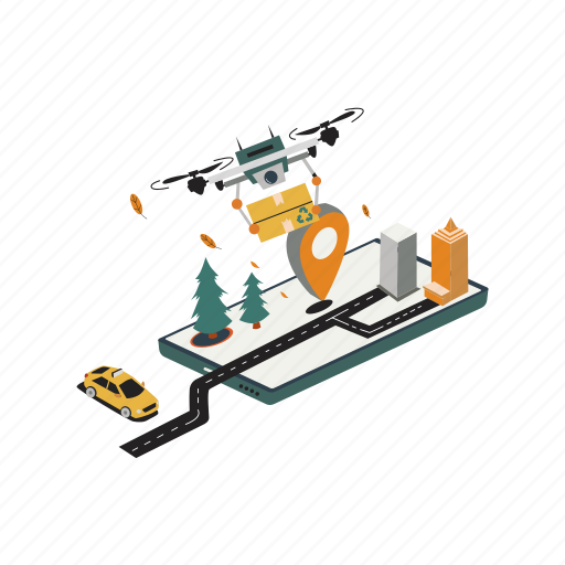 Delivery, route, map, package, box, shipping, location illustration - Download on Iconfinder