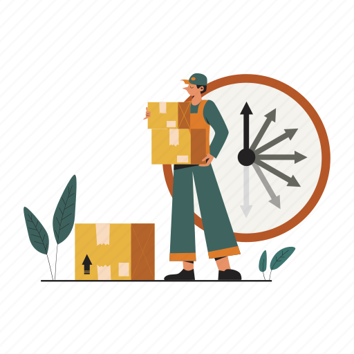 Express, courier, package, delivery, logistic, time, clock illustration - Download on Iconfinder