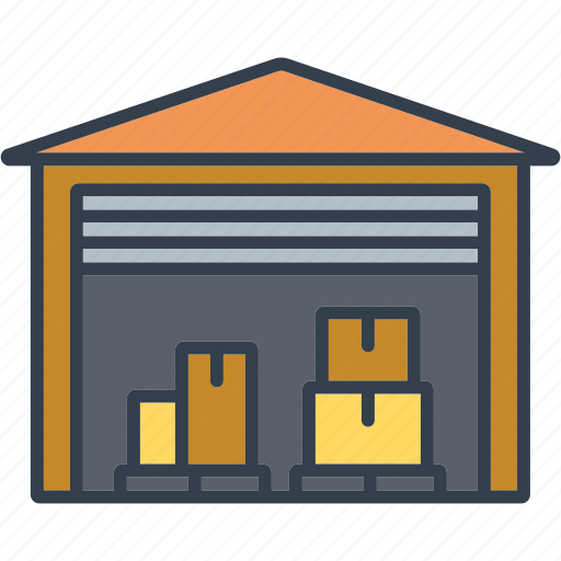 Building, industrial, industry, logistics, parcels, storage, warehouse icon - Download on Iconfinder