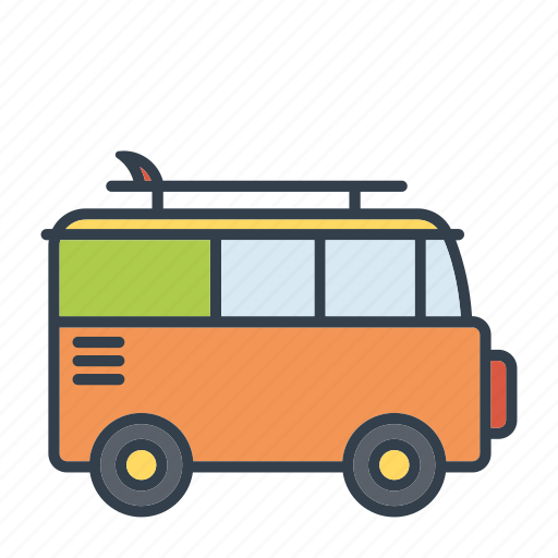 Bus, holidays, summer, surfing, travel, vacation, van icon - Download on Iconfinder