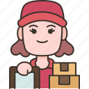 delivery, package, postal, courier, woman