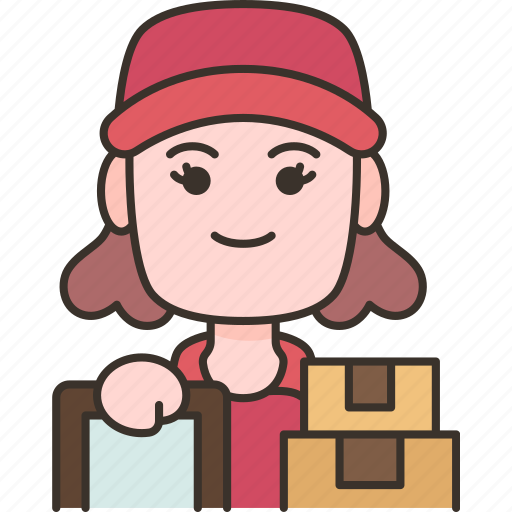 Delivery, package, postal, courier, woman icon - Download on Iconfinder