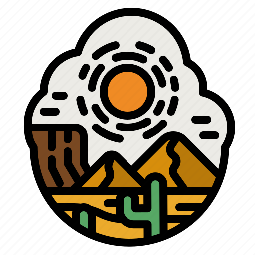 Desert, sand, cactus, sun, landscape icon - Download on Iconfinder