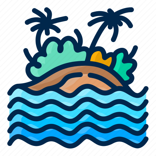 Beach, sand, ocean, waves, shore, coastal, relaxation icon - Download on Iconfinder