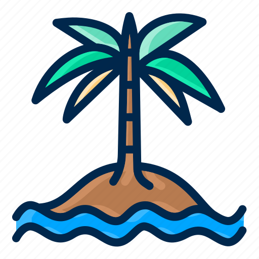 Coconut, trees, beach, tropical, sandy, shores, coastal icon - Download on Iconfinder