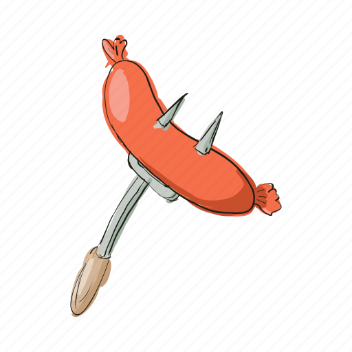 Cartoon, food, fork, hot, meat, sausage, tasty icon - Download on Iconfinder