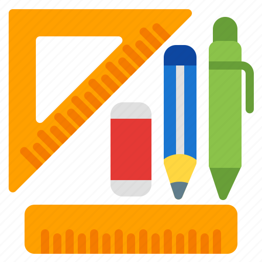 Stationery, pencil, pen, ruler, eraser, write, draw icon - Download on Iconfinder