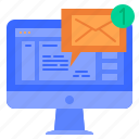 mail, new, message, inbox, communications, email, envelope, monitor