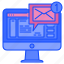 mail, new, message, inbox, communications, email, envelope, monitor 