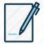 document, notebook, office, paper sheet, pen, signature, write 
