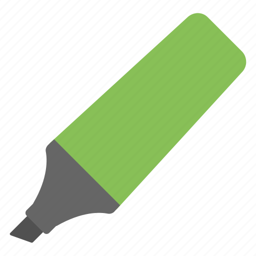 Bold marker, green marker, high lighter, office supplies, stationery icon - Download on Iconfinder
