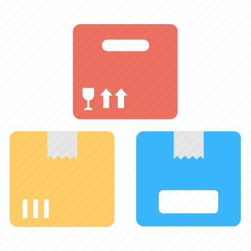 Colorful cardboard boxes, delivery boxes, delivery packages, delivery stack, packaging icon - Download on Iconfinder