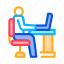 badge, chair, man, office, table, working, workplace 