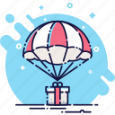 delivery, gift, package, air delivery, parachute