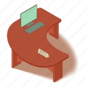 chair, computer, desk, furniture, isometric, object, table