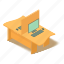 chair, computer, desk, isometric, object, table, yellow 
