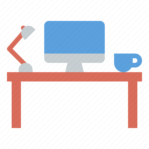 Table, workspace, workplace, office, computer, lamp, monitor icon - Download on Iconfinder