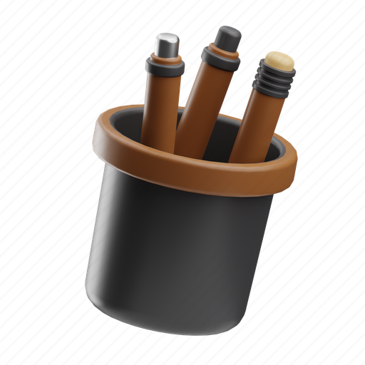 Pencil case, jar, pencilbox, stationery, office, tool 3D illustration - Download on Iconfinder