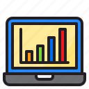 laptop, report, bar, graph, analytics, presentation