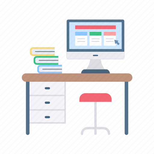 Desk, workplace, workstation, table, furniture, office, interior icon - Download on Iconfinder