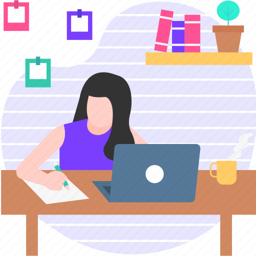Writing, office, desk, people, write illustration - Download on Iconfinder