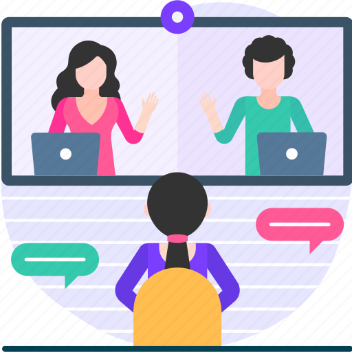 Conference call, video call, office, interview, people, employee illustration - Download on Iconfinder