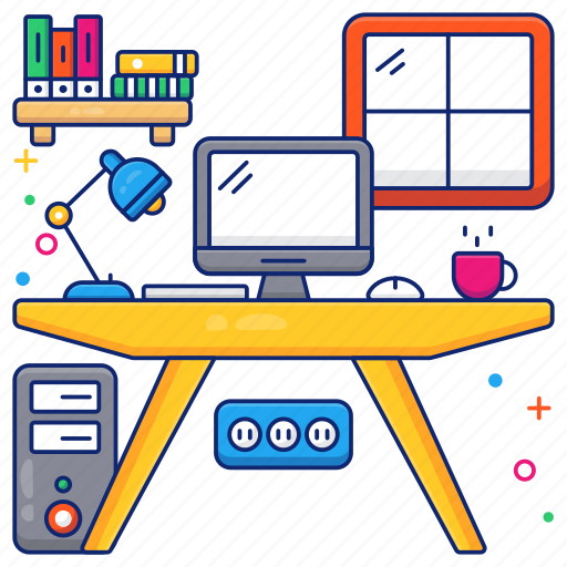 Workplace, workspace, work station, workroom, laotop desk icon - Download on Iconfinder