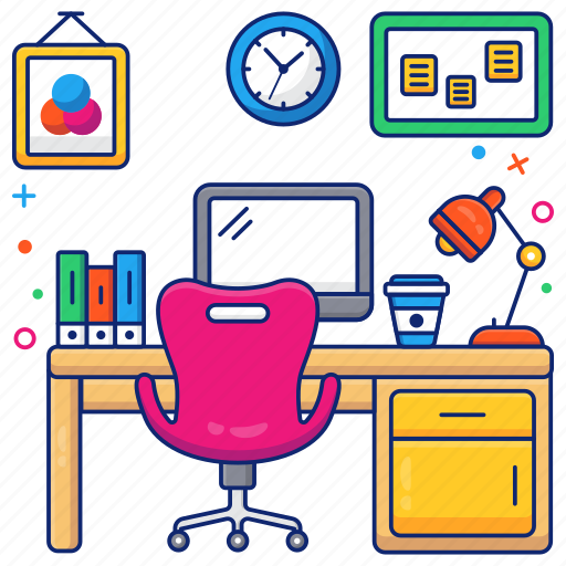 Workplace, workspace, work station, workroom, laotop desk icon - Download on Iconfinder