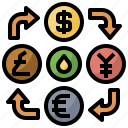 coins, currencies, currency, exchange, yen